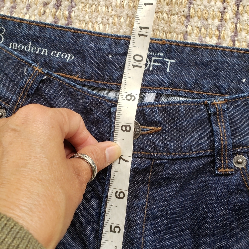 Loft  Capri Pants sz 29 modern crop design dark blue denim  Capri NWOT - Picture 6 of 10